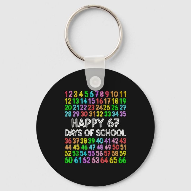 67 Days Of School Teacher Kids Boy 67 Math Numbers Key Ring (Front)