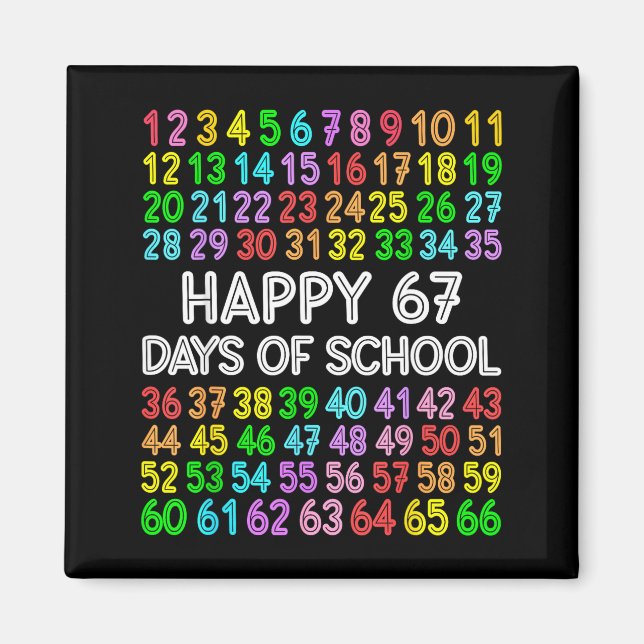67 Days Of School Teacher Kids Boy 67 Math Numbers Magnet (Front)