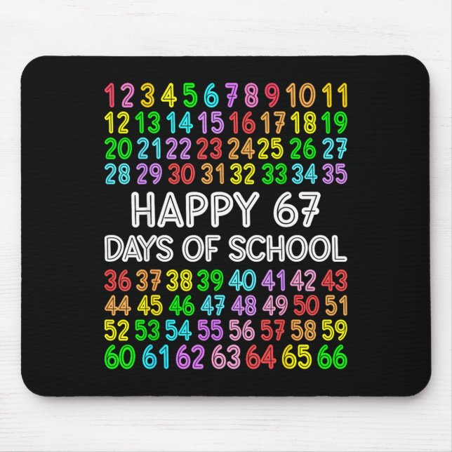 67 Days Of School Teacher Kids Boy 67 Math Numbers Mouse Mat (Front)