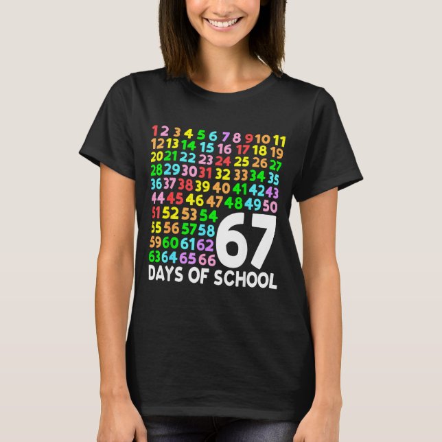 67 Days Of School Teacher Kids Boy 67 Math Numbers T-Shirt (Front)