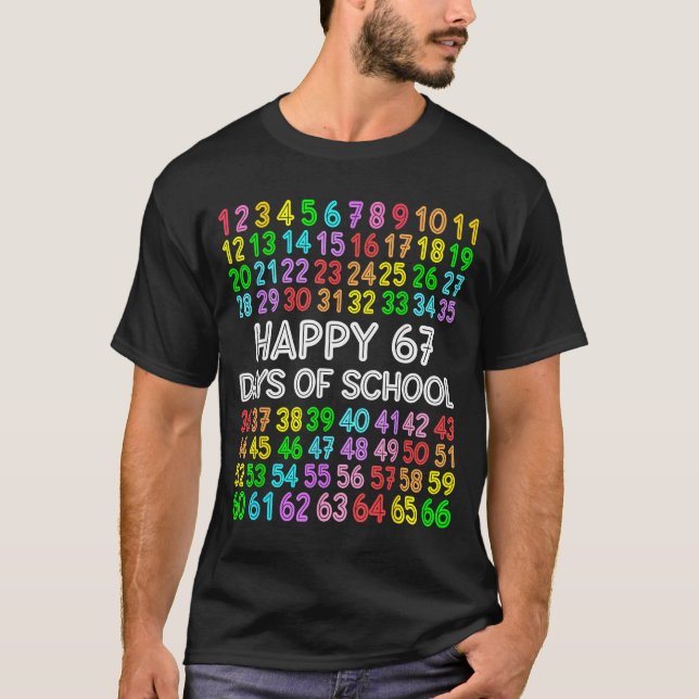 67 Days Of School Teacher Kids Boy 67 Math Numbers T-Shirt (Front)