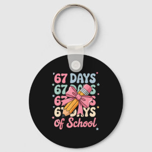 67 Days Of School Teacher Shirt Cute Preppy Cow Gi Key Ring