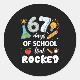 67 Days Of School That Rocked Classic Round Sticker