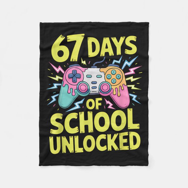67 Days Of School Unlocked Gamer Gaming Boys Ice C Fleece Blanket (Front)