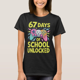 67 Days Of School Unlocked Gamer Gaming Boys Ice C T-Shirt