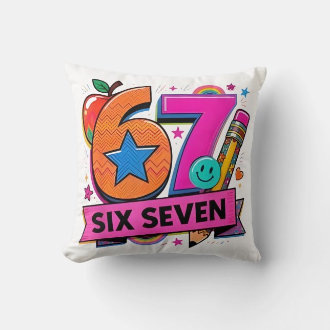 67 Days School 67 Six Seven Funny 67 Teachers Stud Cushion (Front)