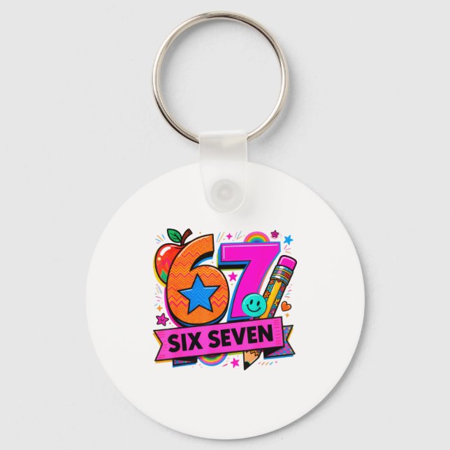 67 Days School 67 Six Seven Funny 67 Teachers Stud Key Ring (Front)