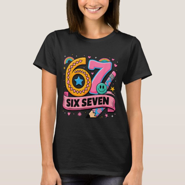 67 Days School 67 Six Seven Funny 67 Teachers Stud T-Shirt (Front)