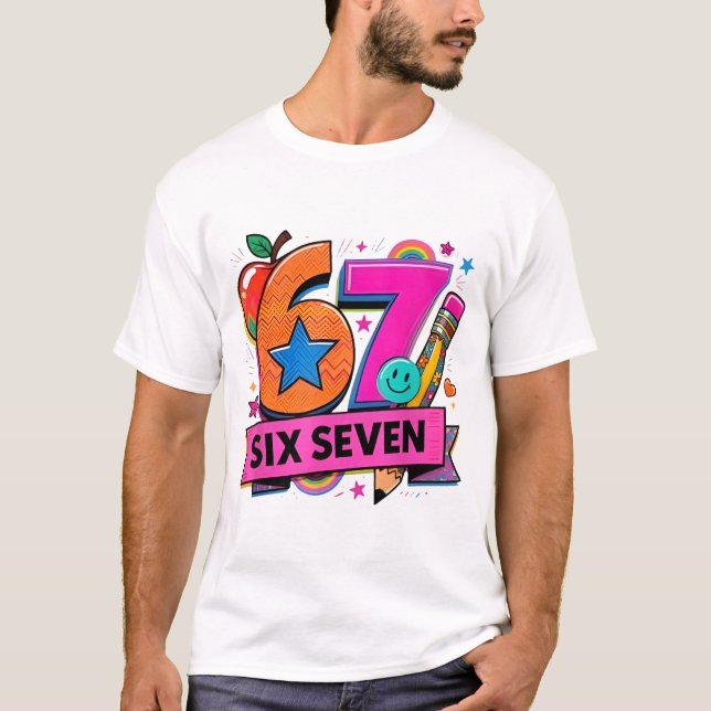 67 Days School 67 Six Seven Funny 67 Teachers Stud T-Shirt (Front)