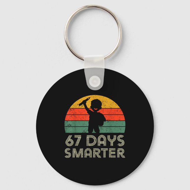67 Days Smarter 67th Day Of School For Teacher Boy Key Ring (Front)