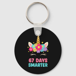 67 Days Smarter Bow Girls Kids Funny Unicorn 6 7 M Key Ring