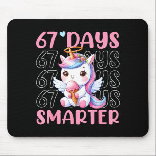 67 Days Smarter Cute Unicorn 67th Day School Girls Mouse Mat
