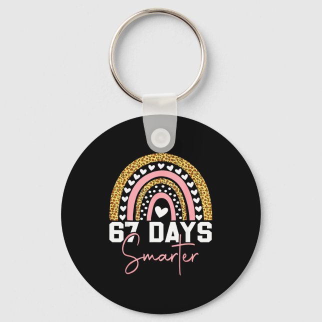 67 Days Smarter Days Of School Survived Rainbow Le Key Ring (Front)