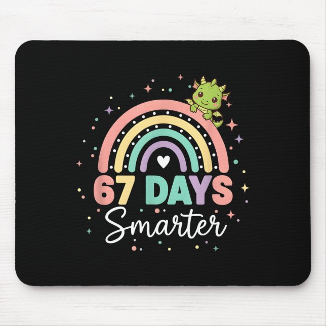 67 Days Smarter Funny Dragon Rainbow Kids 67 Meme  Mouse Mat (Front)