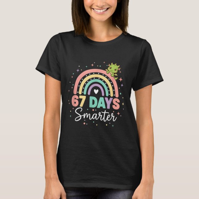 67 Days Smarter Funny Dragon Rainbow Kids 67 Meme  T-Shirt (Front)