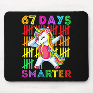 67 Days Smarter Kids Girls Unicorn 67th Day Of Sch Mouse Mat