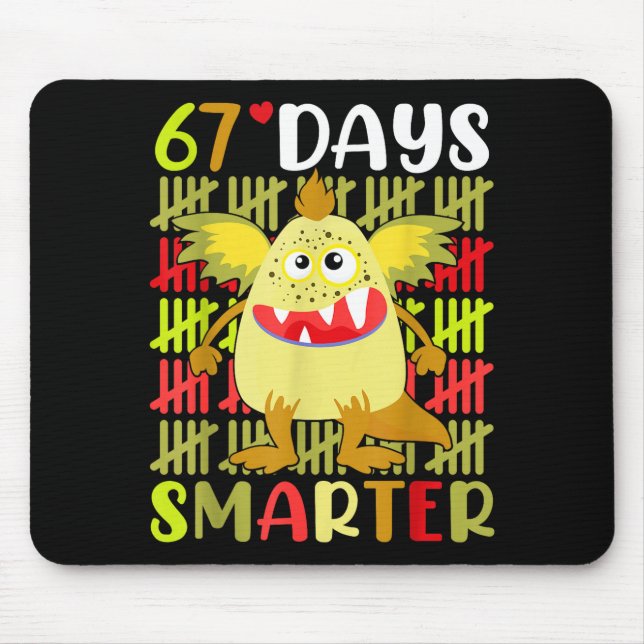 67 Days Smarter Little Monster 67th Day School Gir Mouse Mat (Front)