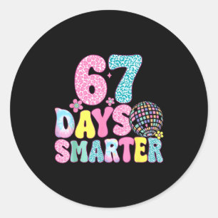 67 Days Smarter Rainbow Back To School Teacher Kid Classic Round Sticker
