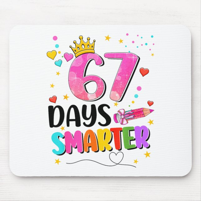 67 Days Smarter Six Seven Bow Kids Teachers Six Se Mouse Mat (Front)