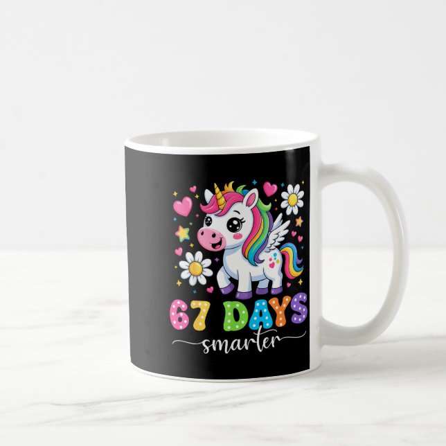 67 Days Smarter Unicorn Girl Kid Teacher 67th Day  Coffee Mug (Right)