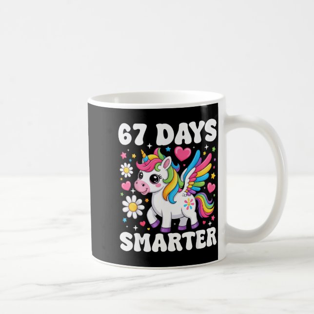 67 Days Smarter Unicorn Girl Kid Teacher 67th Day  Coffee Mug (Right)