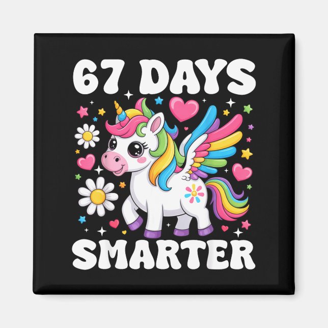 67 Days Smarter Unicorn Girl Kid Teacher 67th Day  Magnet (Front)