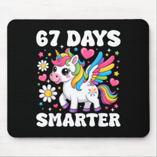 67 Days Smarter Unicorn Girl Kid Teacher 67th Day  Mouse Mat