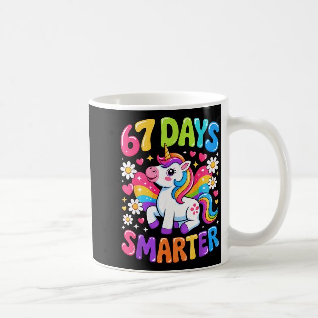 67 Days Smarter Unicorn Rainbow 67th Day Of School Coffee Mug (Right)