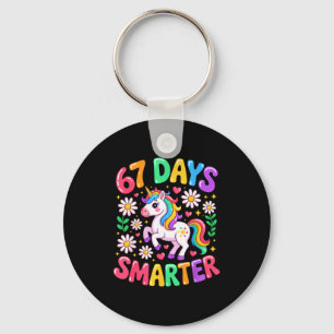 67 Days Smarter Unicorn Rainbow 67th Day Of School Key Ring