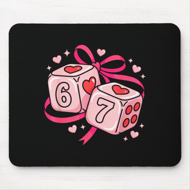 67 Dice Valentine’s Day Six Seven Hearts 6-7 Meme  Mouse Mat (Front)