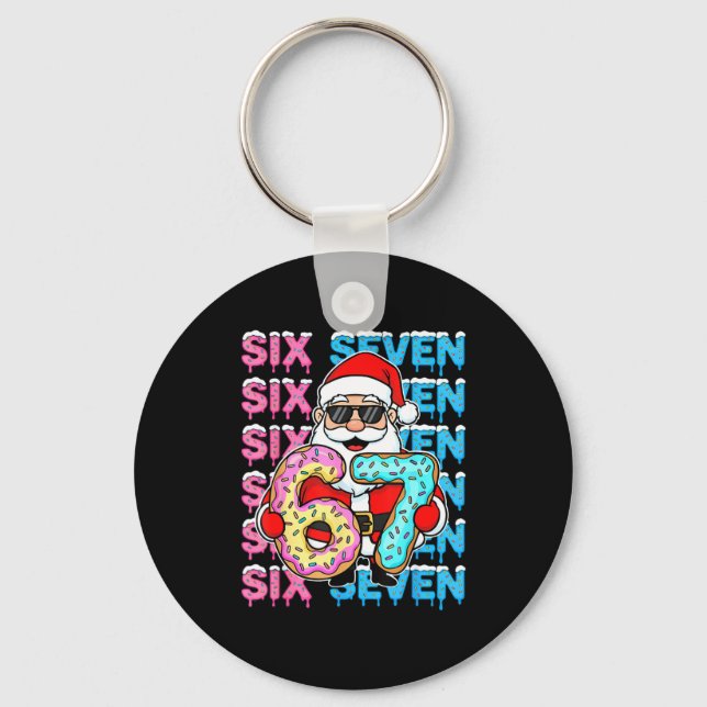67 Donut Christmas Funny Six Seven Meme Santa Kids Key Ring (Front)