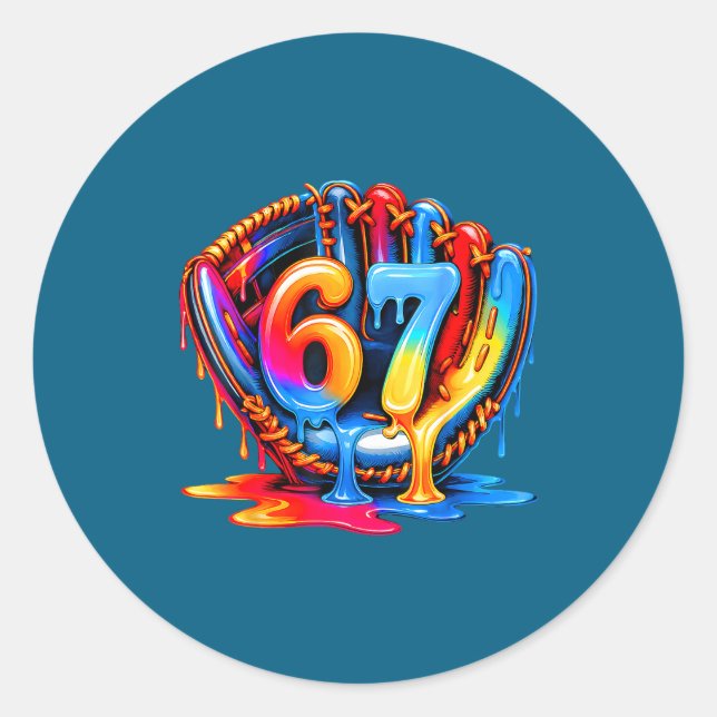 67 Drip Baseball Life Style 101 Apparel Youth Drip Classic Round Sticker (Front)