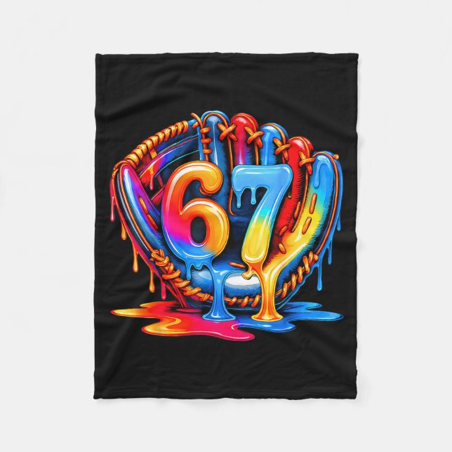 67 Drip Baseball Life Style 101 Apparel Youth Drip Fleece Blanket (Front)