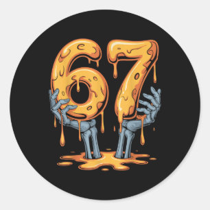67 Drip Funny Skeleton Halloween 67 Meme Ice Cream Classic Round Sticker
