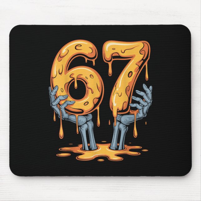67 Drip Funny Skeleton Halloween 67 Meme Ice Cream Mouse Mat (Front)
