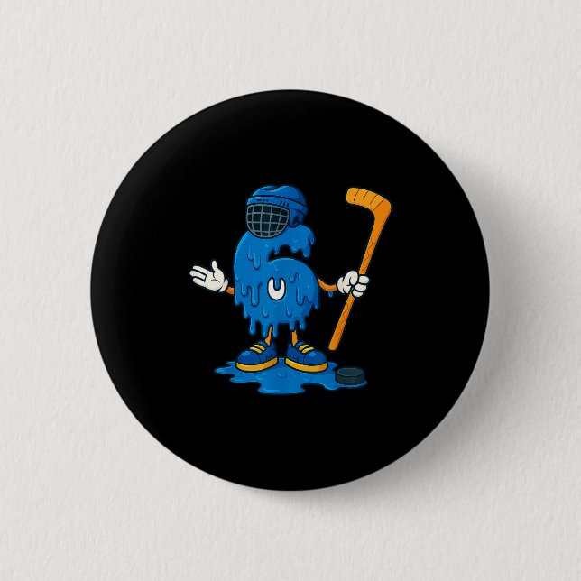 67 Drip Ice Cream Hockey Player  6 Cm Round Badge (Front)