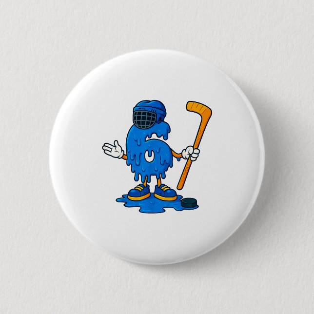 67 Drip Ice Cream Hockey Player  6 Cm Round Badge (Front)