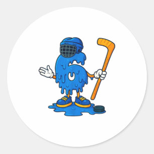 67 Drip Ice Cream Hockey Player  Classic Round Sticker