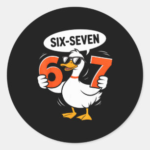67 Duck Meme Funny Six Seven Gen Alpha Slang Cool  Classic Round Sticker