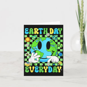 67 earth day everyday funny smile face earth six card