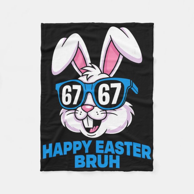 67 Easter- Funny Easter Gen Alpha Six Seven Easter Fleece Blanket (Front)