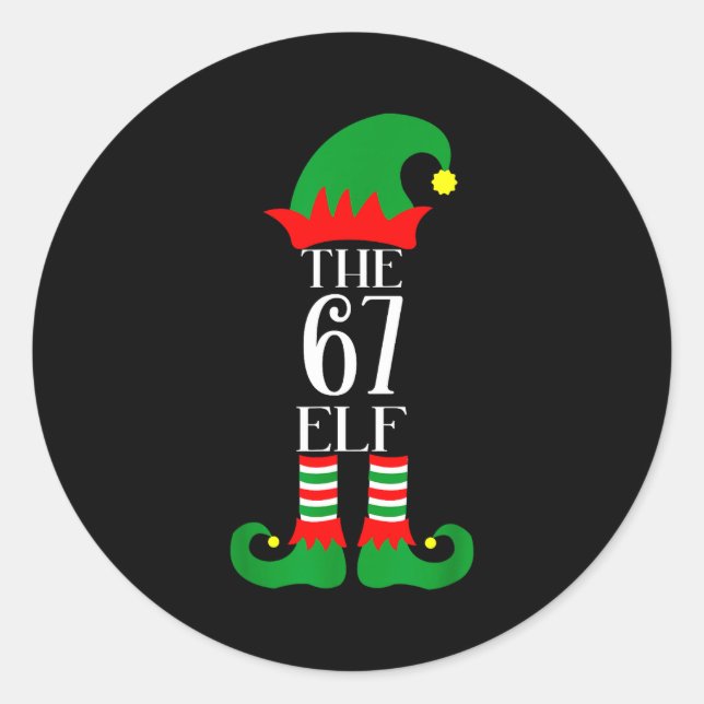 67 Elf Christmas Costume Pajama 67 Meme Gen Alpha  Classic Round Sticker (Front)