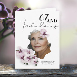 67 & Fabulous Orchid Photo Birthday Greeting Card