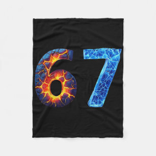 67 Fire Ice Number Funny Six Seven Meme 6 7 Fleece Blanket