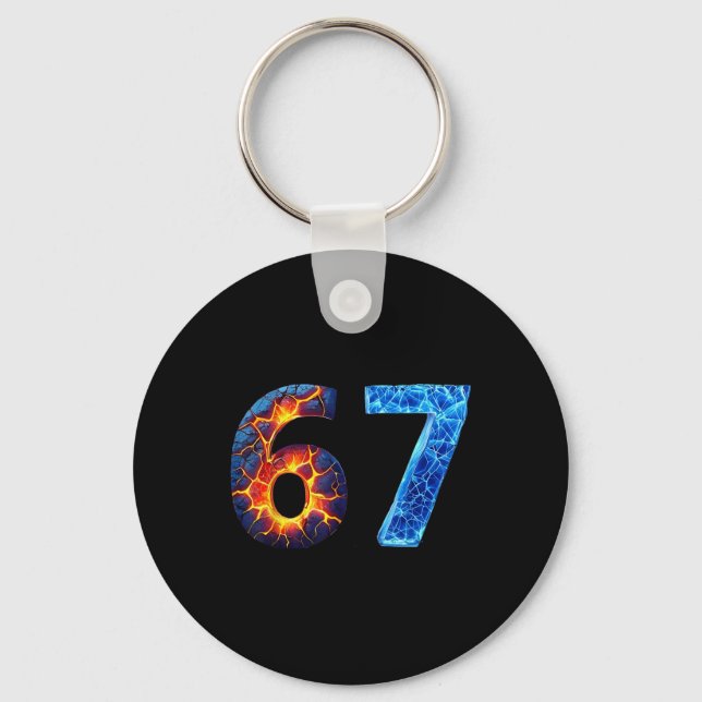 67 Fire Ice Number Funny Six Seven Meme 6 7  Key Ring (Front)