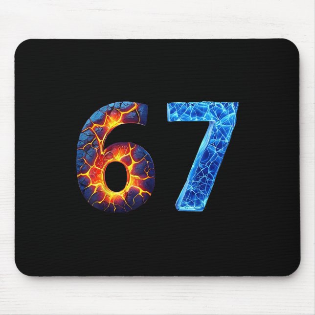 67 Fire Ice Number Funny Six Seven Meme 6 7  Mouse Mat (Front)