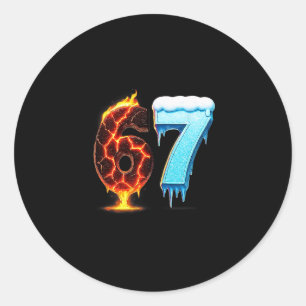 67 Fire Ice Number Six Seven Meme 67 Alpha Slang  Classic Round Sticker