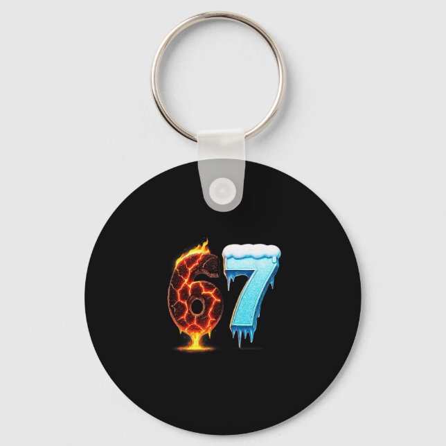 67 Fire Ice Number Six Seven Meme 67 Alpha Slang  Key Ring (Front)