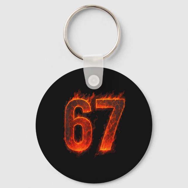 67 Flame Number Six Seven Meme 67 Kid _1  Key Ring (Front)