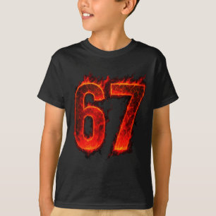 67 Flame Number Six Seven Meme 67 Kid  T-Shirt